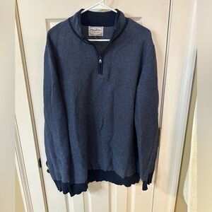 FLAG & ANTHEM quarter zip sweater in navy heather Preppy Classic Traditional
